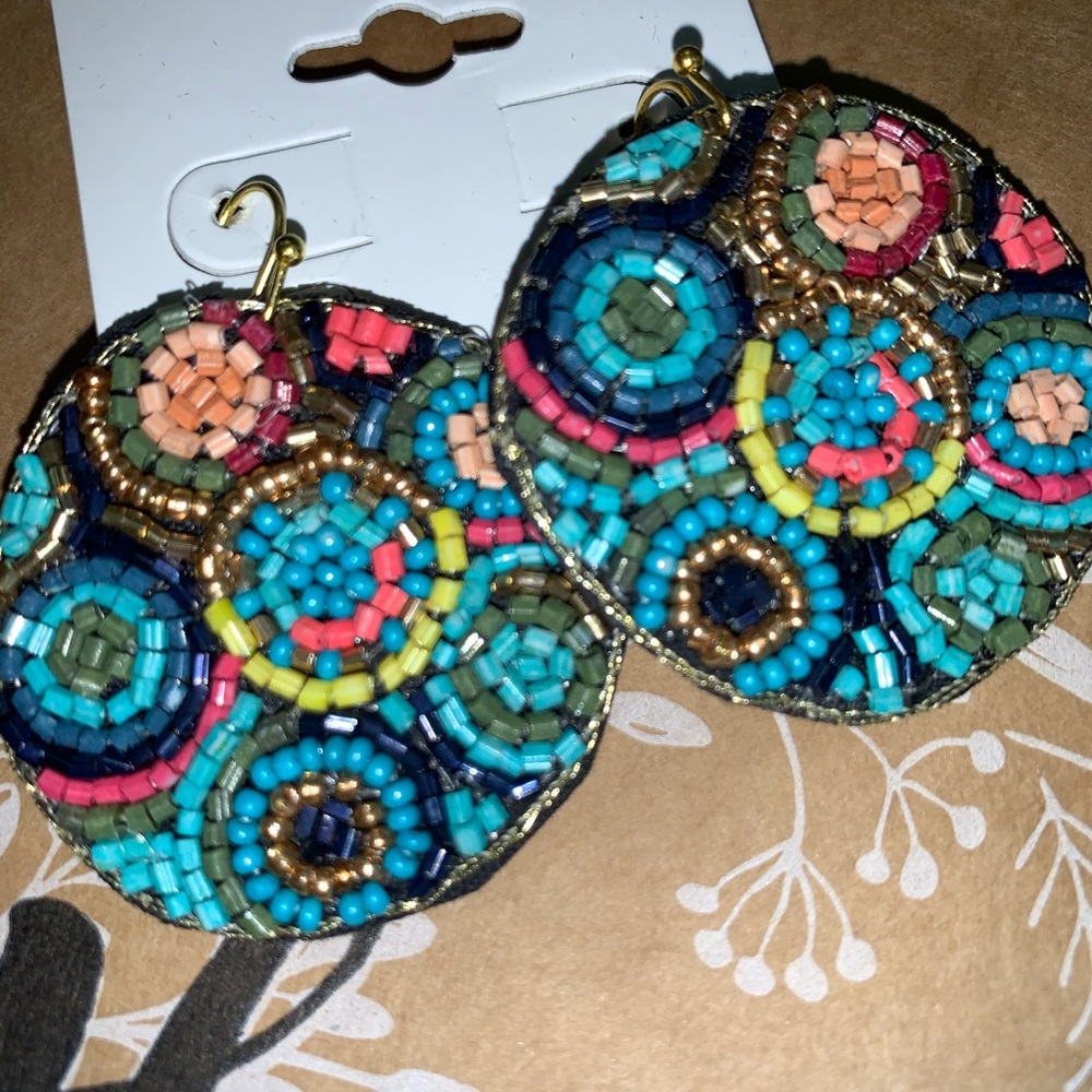 Multi Color Beaded Earrings